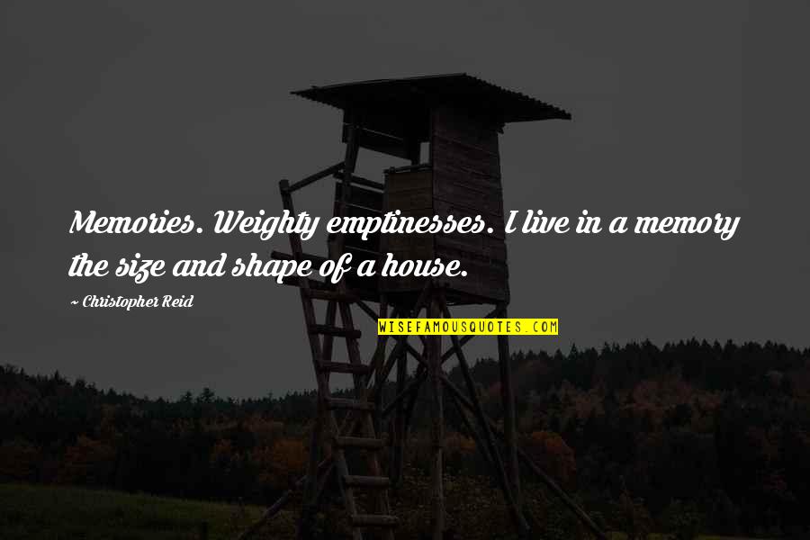 Worrying About Tomorrow Quotes By Christopher Reid: Memories. Weighty emptinesses. I live in a memory