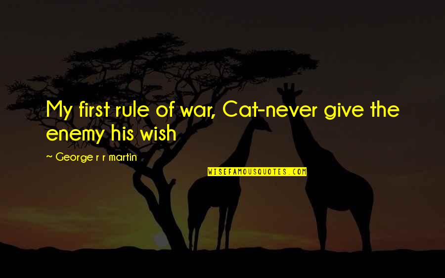 Worrying About Yourself And Not Others Quotes By George R R Martin: My first rule of war, Cat-never give the