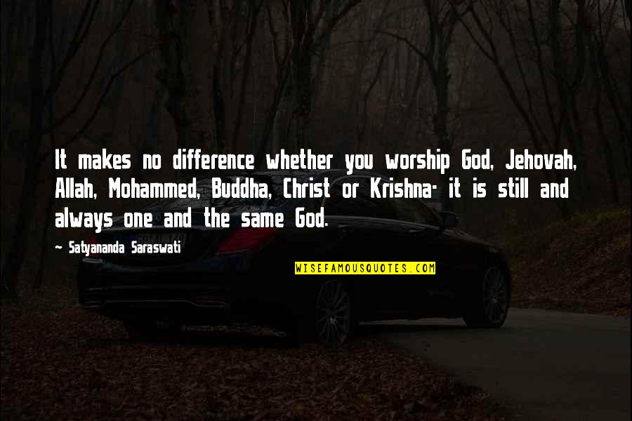 Worship Allah Quotes By Satyananda Saraswati: It makes no difference whether you worship God,