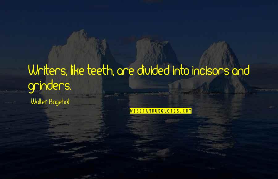 Worship As Evangelism Quotes By Walter Bagehot: Writers, like teeth, are divided into incisors and