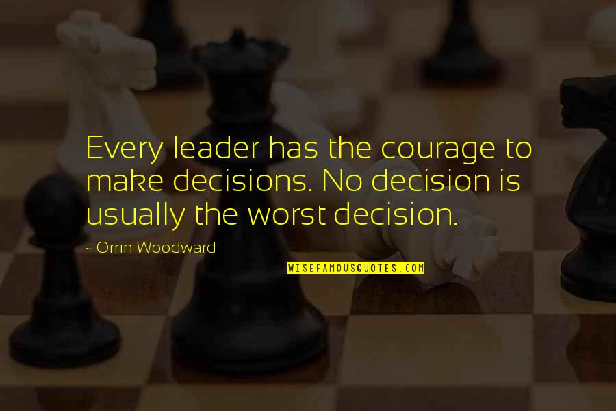Worst Leader Quotes By Orrin Woodward: Every leader has the courage to make decisions.