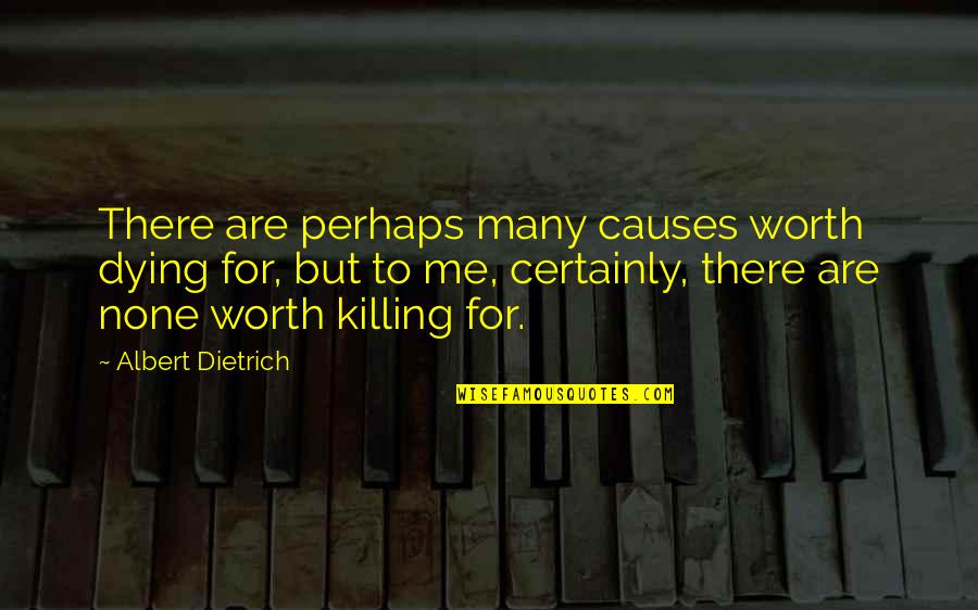 Worth Dying For Quotes By Albert Dietrich: There are perhaps many causes worth dying for, Worth Dying For Quotes By Albert Dietrich: There are perhaps many causes worth dying for,