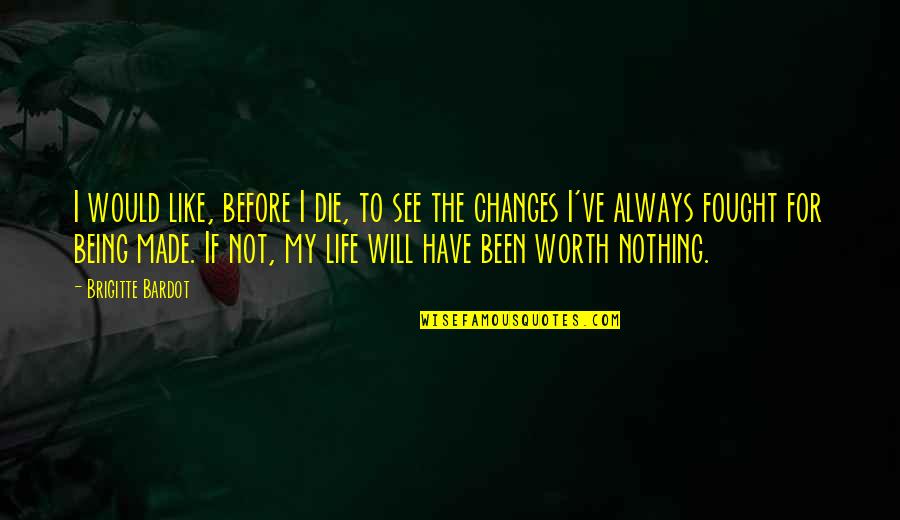 Worth Nothing Quotes By Brigitte Bardot: I would like, before I die, to see Worth Nothing Quotes By Brigitte Bardot: I would like, before I die, to see