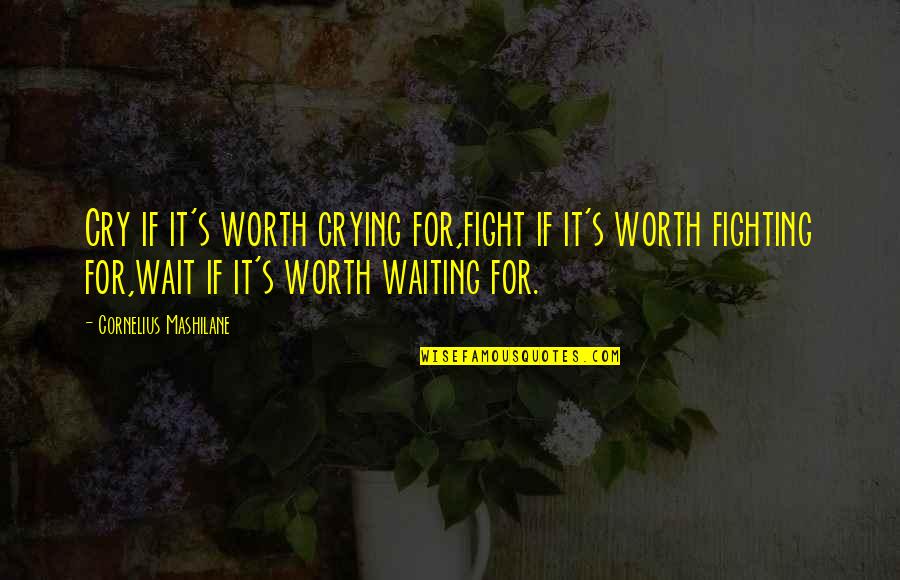 Worth The Fight Quotes By Cornelius Mashilane: Cry if it's worth crying for,fight if it's