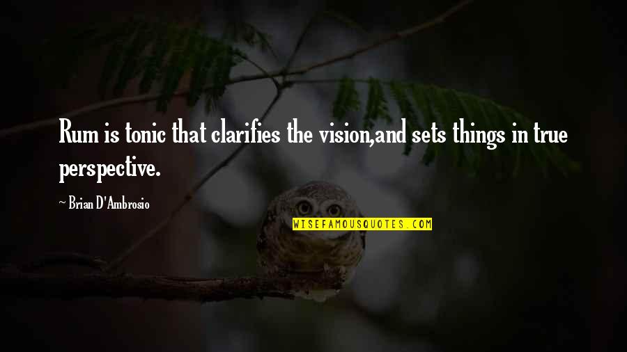 Worth To Wait Love Quotes By Brian D'Ambrosio: Rum is tonic that clarifies the vision,and sets