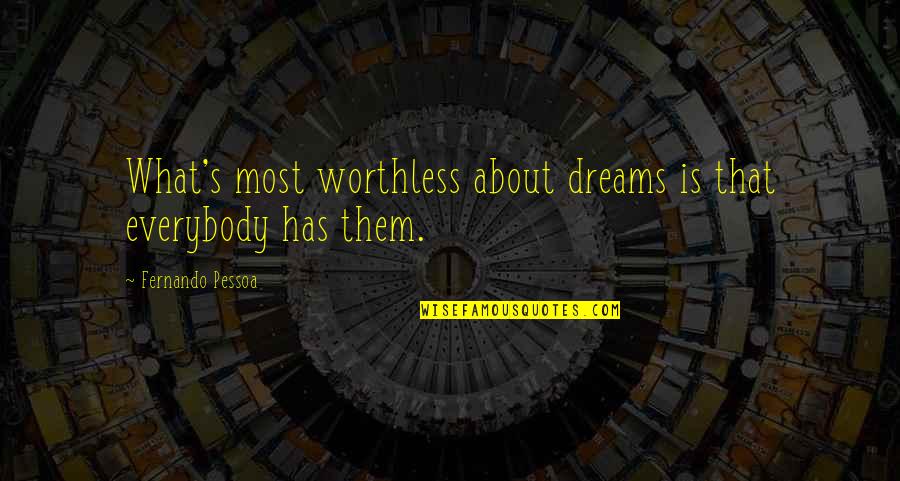 Worthless As A Quotes By Fernando Pessoa: What's most worthless about dreams is that everybody