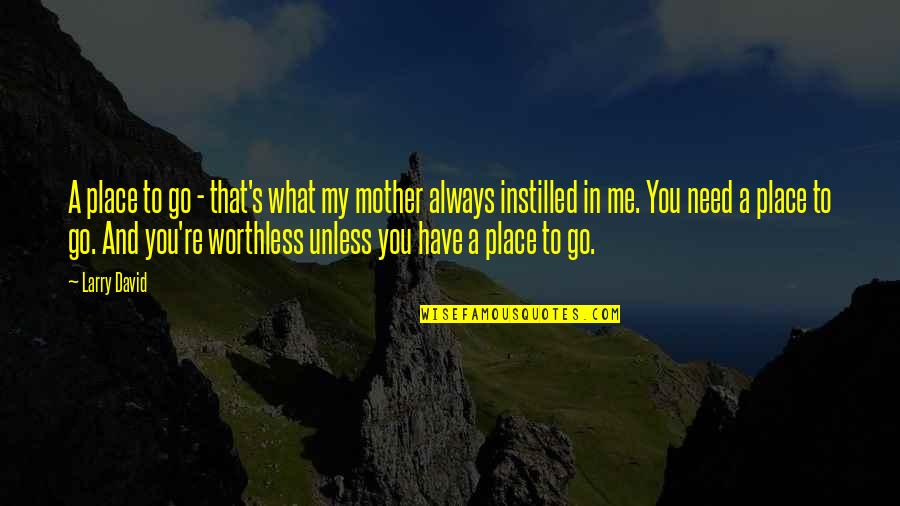 Worthless Mother Quotes By Larry David: A place to go - that's what my