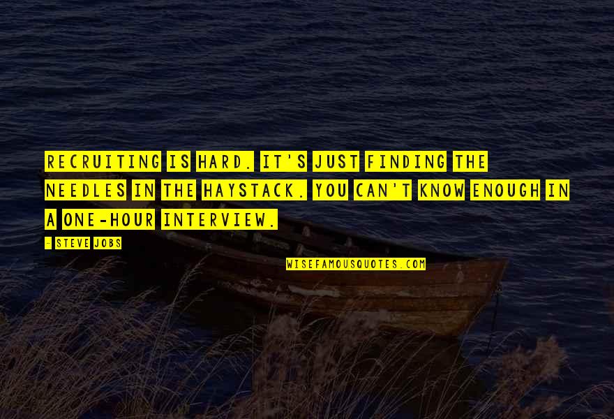 Worthwhile Deep Quotes By Steve Jobs: Recruiting is hard. It's just finding the needles Worthwhile Deep Quotes By Steve Jobs: Recruiting is hard. It's just finding the needles
