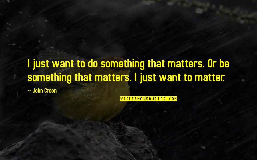 Worthy Life Quotes By John Green: I just want to do something that matters.