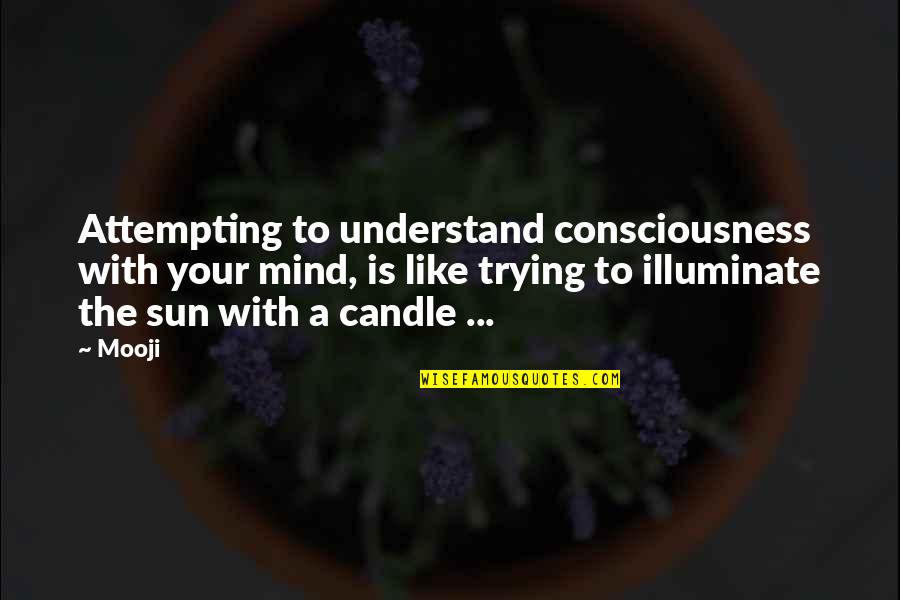 Wotsits Original Advert Quotes By Mooji: Attempting to understand consciousness with your mind, is Wotsits Original Advert Quotes By Mooji: Attempting to understand consciousness with your mind, is