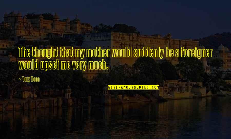 Would Be Mother Quotes By Tony Benn: The thought that my mother would suddenly be