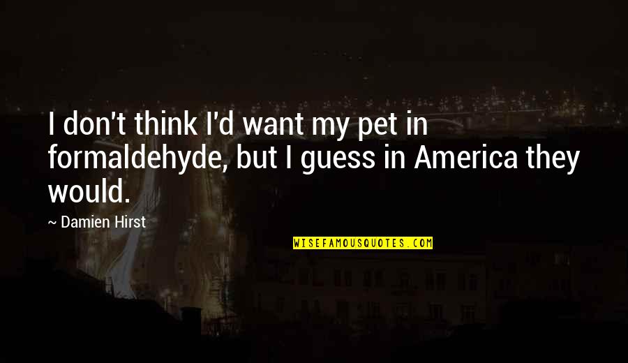 Would Pet Quotes By Damien Hirst: I don't think I'd want my pet in