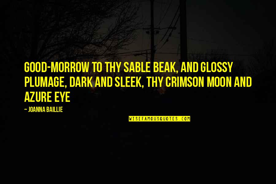Wrangham Fire Quotes By Joanna Baillie: Good-morrow to thy sable beak, And glossy plumage, Wrangham Fire Quotes By Joanna Baillie: Good-morrow to thy sable beak, And glossy plumage,