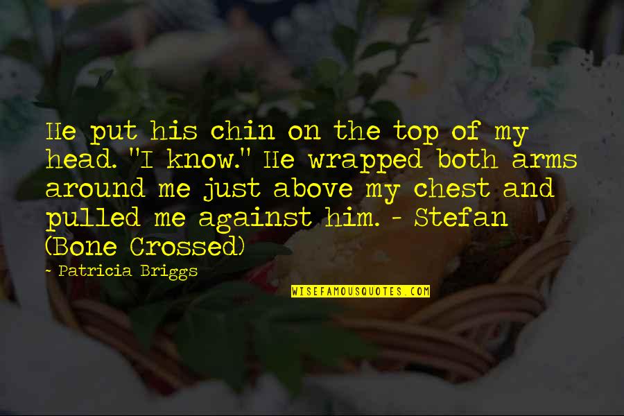Wrapped Around You Quotes By Patricia Briggs: He put his chin on the top of Wrapped Around You Quotes By Patricia Briggs: He put his chin on the top of