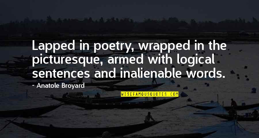 Wrapped Quotes By Anatole Broyard: Lapped in poetry, wrapped in the picturesque, armed