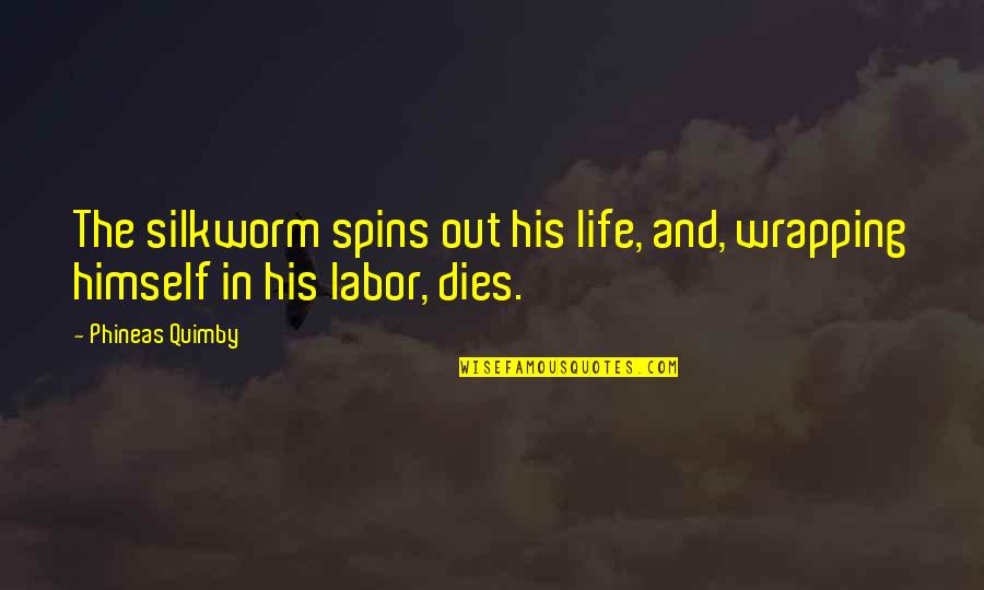 Wrapping Quotes By Phineas Quimby: The silkworm spins out his life, and, wrapping