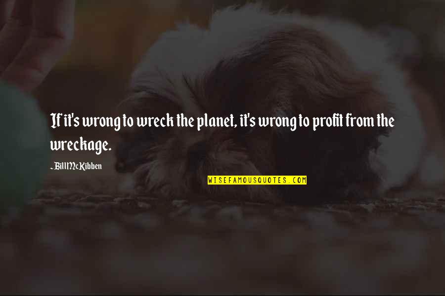 Wrecks Quotes By Bill McKibben: If it's wrong to wreck the planet, it's