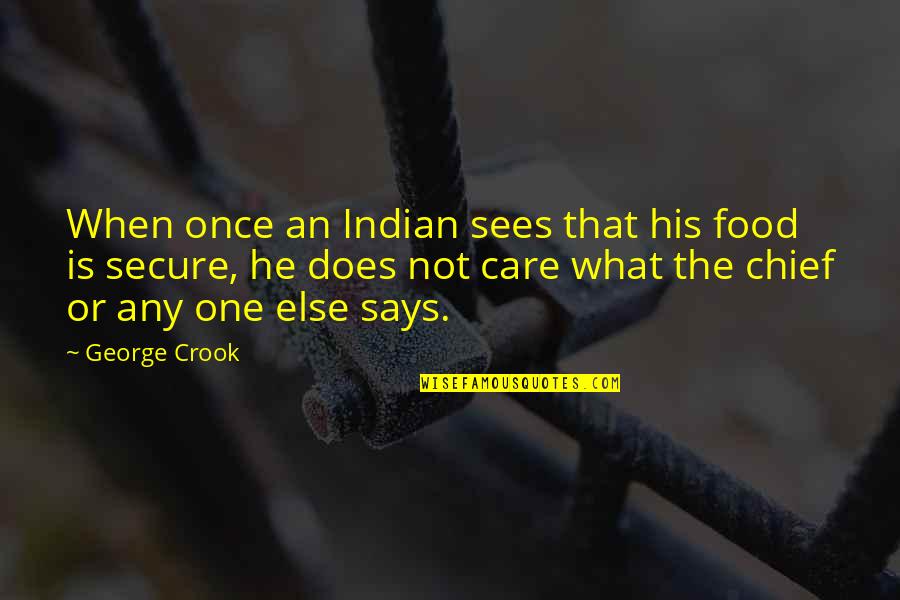 Wren Wells Quotes By George Crook: When once an Indian sees that his food Wren Wells Quotes By George Crook: When once an Indian sees that his food