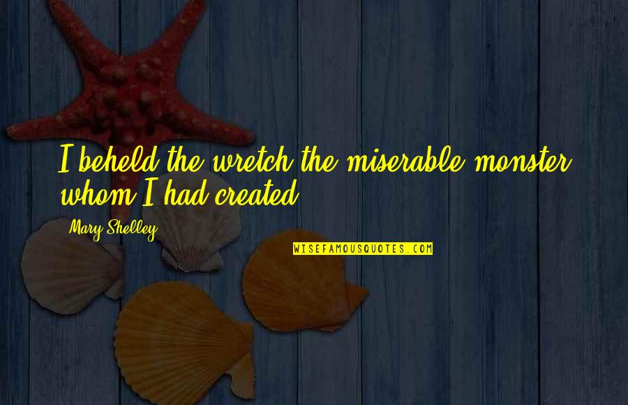 Wretch's Quotes By Mary Shelley: I beheld the wretch-the miserable monster whom I