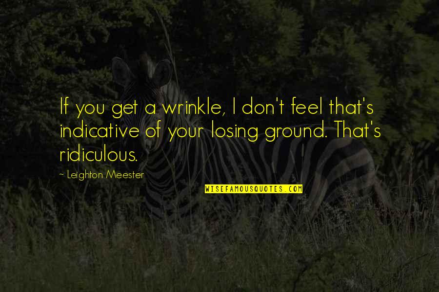 Wrinkle Quotes By Leighton Meester: If you get a wrinkle, I don't feel