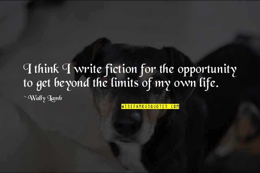 Write My Own Quotes By Wally Lamb: I think I write fiction for the opportunity