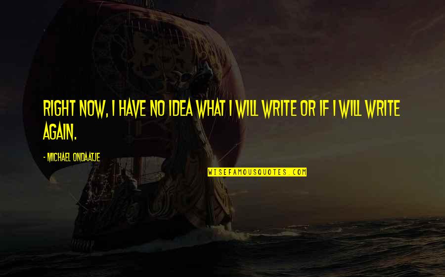 Write Or Right Quotes By Michael Ondaatje: Right now, I have no idea what I