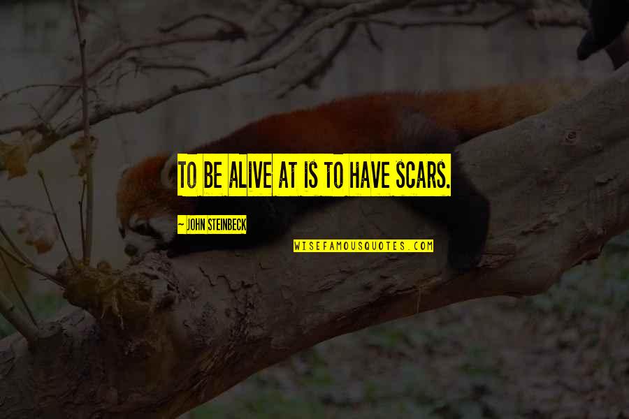 Writers Drinking Quotes By John Steinbeck: To be alive at is to have scars.