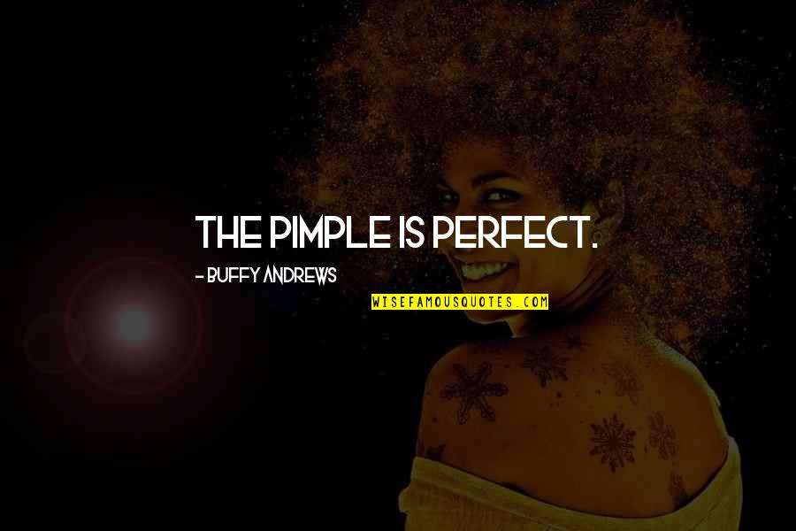 Writers Funny Quotes By Buffy Andrews: The pimple is perfect.