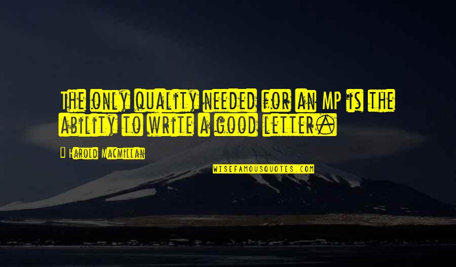 Writing A Letter Quotes By Harold Macmillan: The only quality needed for an MP is