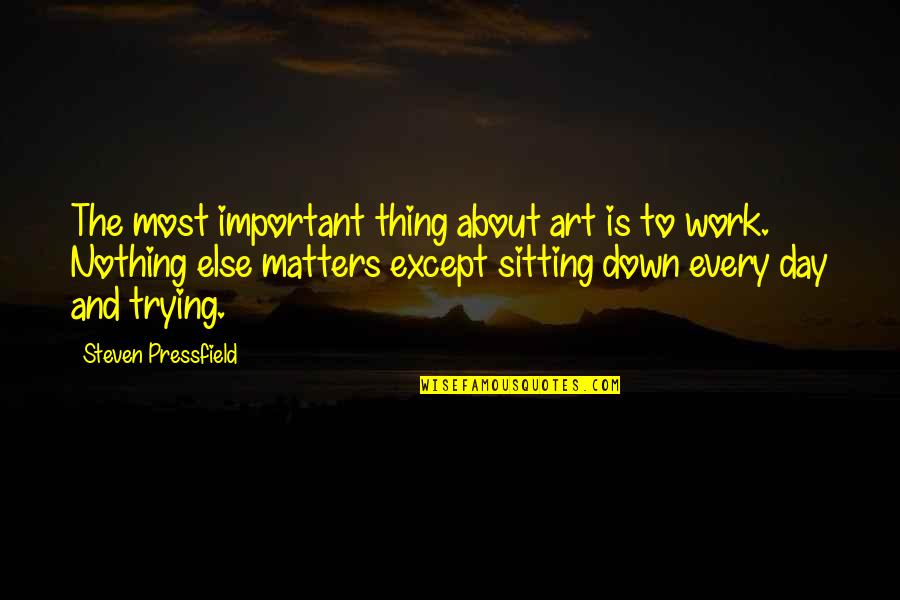 Writing And Art Quotes By Steven Pressfield: The most important thing about art is to
