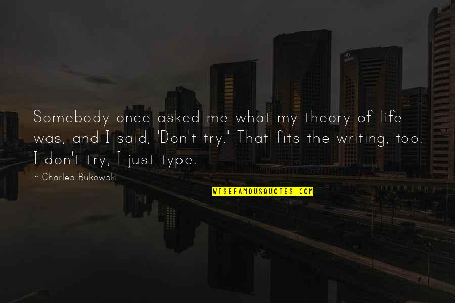 Writing Bukowski Quotes By Charles Bukowski: Somebody once asked me what my theory of Writing Bukowski Quotes By Charles Bukowski: Somebody once asked me what my theory of