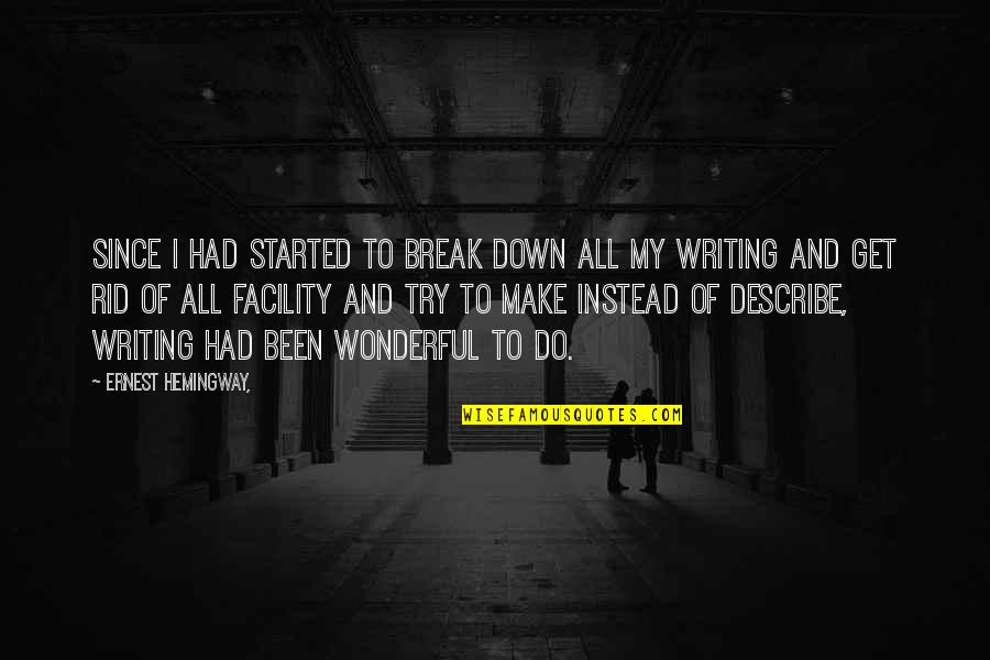 Writing By Hemingway Quotes By Ernest Hemingway,: Since I had started to break down all