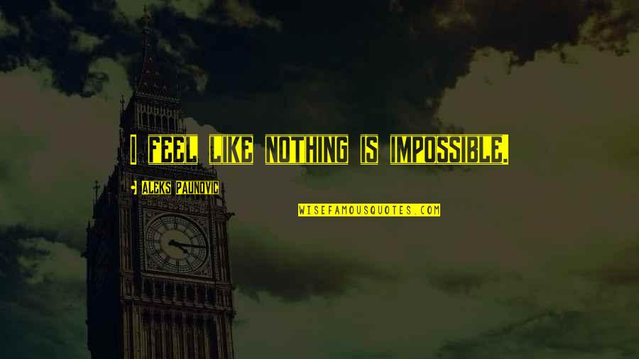 Writing Checks Quotes By Aleks Paunovic: I feel like nothing is impossible.