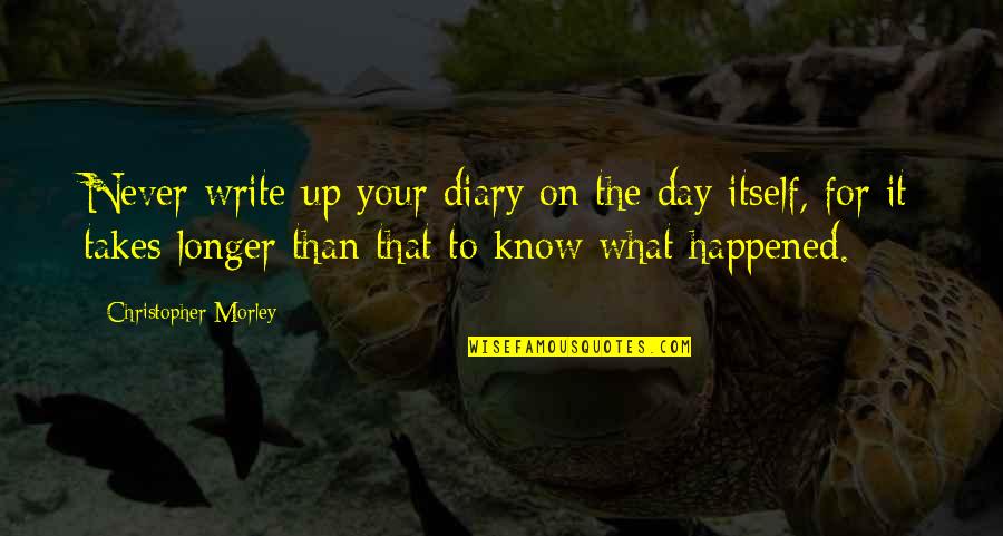 Writing Diaries Quotes By Christopher Morley: Never write up your diary on the day