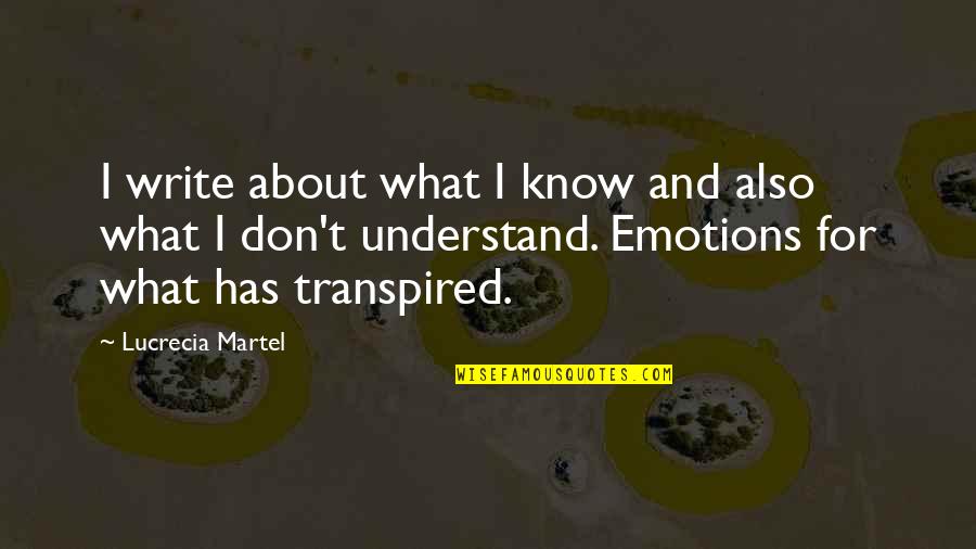 Writing Emotions Quotes By Lucrecia Martel: I write about what I know and also
