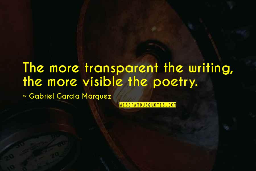 Writing Gabriel Garcia Marquez Quotes By Gabriel Garcia Marquez: The more transparent the writing, the more visible