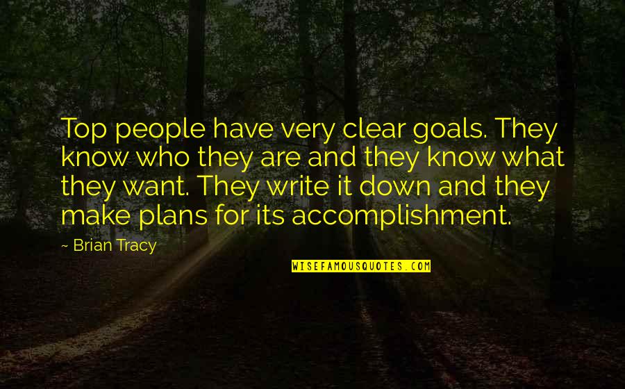 Writing Goals Down Quotes By Brian Tracy: Top people have very clear goals. They know