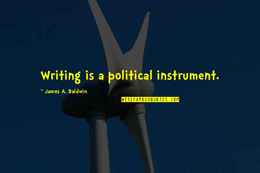Writing James Baldwin Quotes By James A. Baldwin: Writing is a political instrument. Writing James Baldwin Quotes By James A. Baldwin: Writing is a political instrument.