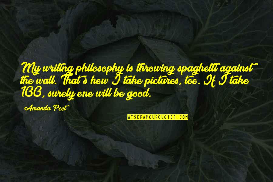 Writing Philosophy Quotes By Amanda Peet: My writing philosophy is throwing spaghetti against the Writing Philosophy Quotes By Amanda Peet: My writing philosophy is throwing spaghetti against the