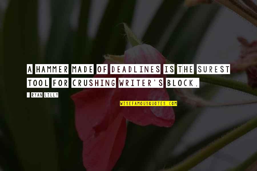 Writing Philosophy Quotes By Ryan Lilly: A hammer made of deadlines is the surest