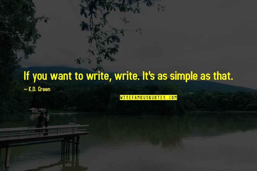 Writing Quote Quotes By K.D. Green: If you want to write, write. It's as Writing Quote Quotes By K.D. Green: If you want to write, write. It's as