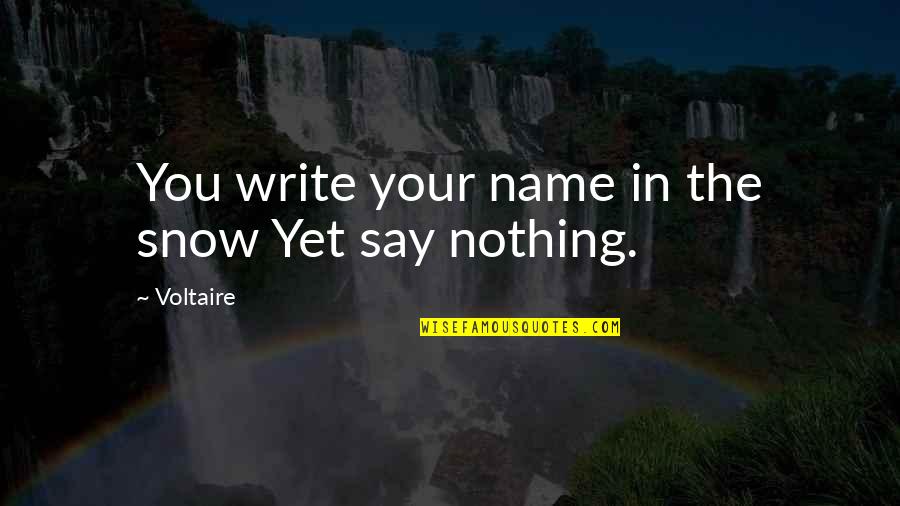 Writing Your Name Quotes By Voltaire: You write your name in the snow Yet