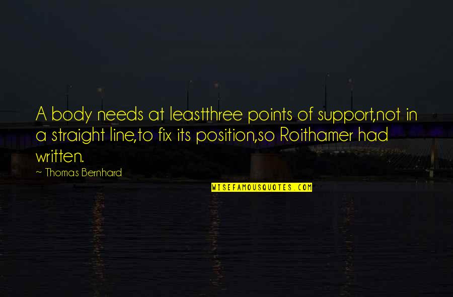 Written On Body Quotes By Thomas Bernhard: A body needs at leastthree points of support,not