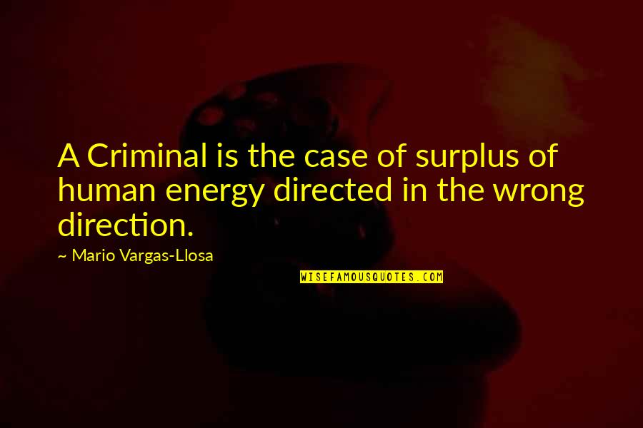 Wrong Direction Quotes By Mario Vargas-Llosa: A Criminal is the case of surplus of