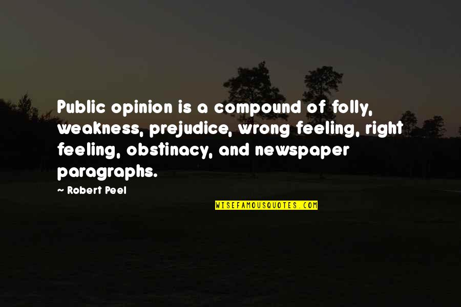 Wrong Feeling Right Quotes By Robert Peel: Public opinion is a compound of folly, weakness,