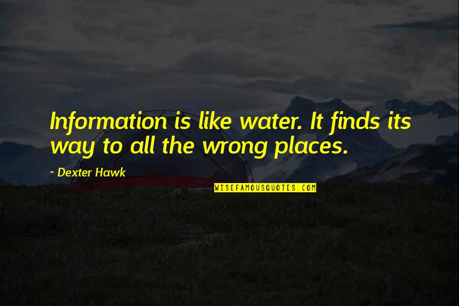 Wrong Information Quotes By Dexter Hawk: Information is like water. It finds its way