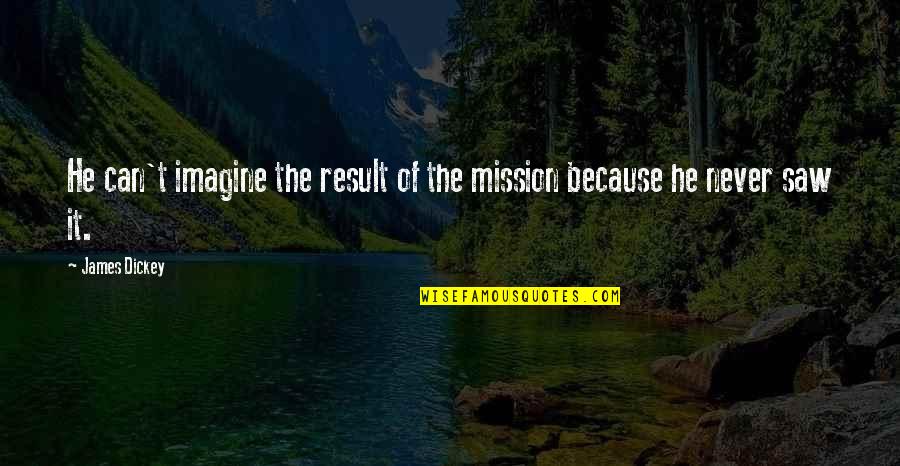 Wrong Mentality Quotes By James Dickey: He can't imagine the result of the mission
