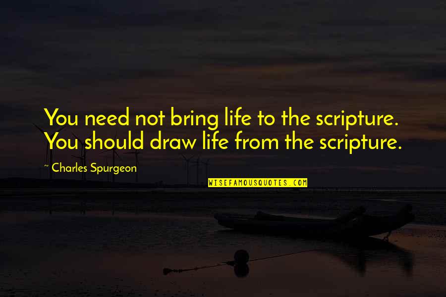 Wrong Or Missing Quotes By Charles Spurgeon: You need not bring life to the scripture.