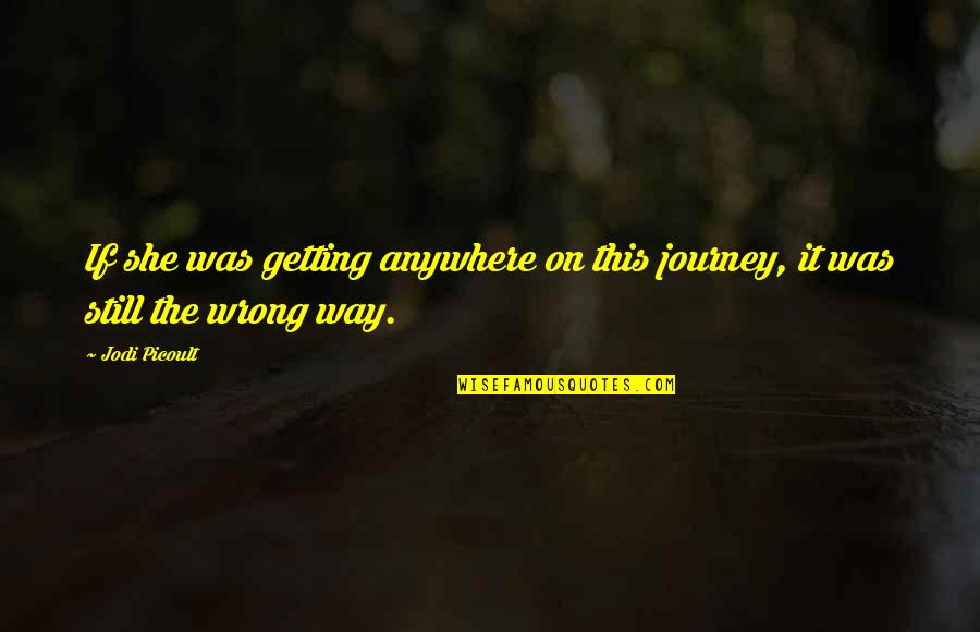 Wrong Way Quotes By Jodi Picoult: If she was getting anywhere on this journey,