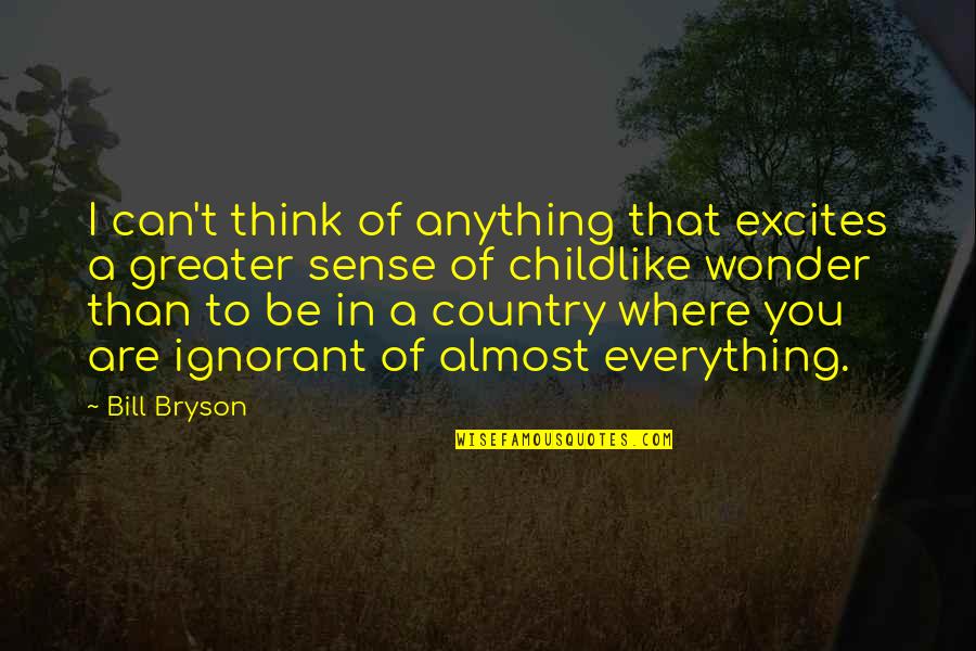 Wrongly Accused Funny Quotes By Bill Bryson: I can't think of anything that excites a